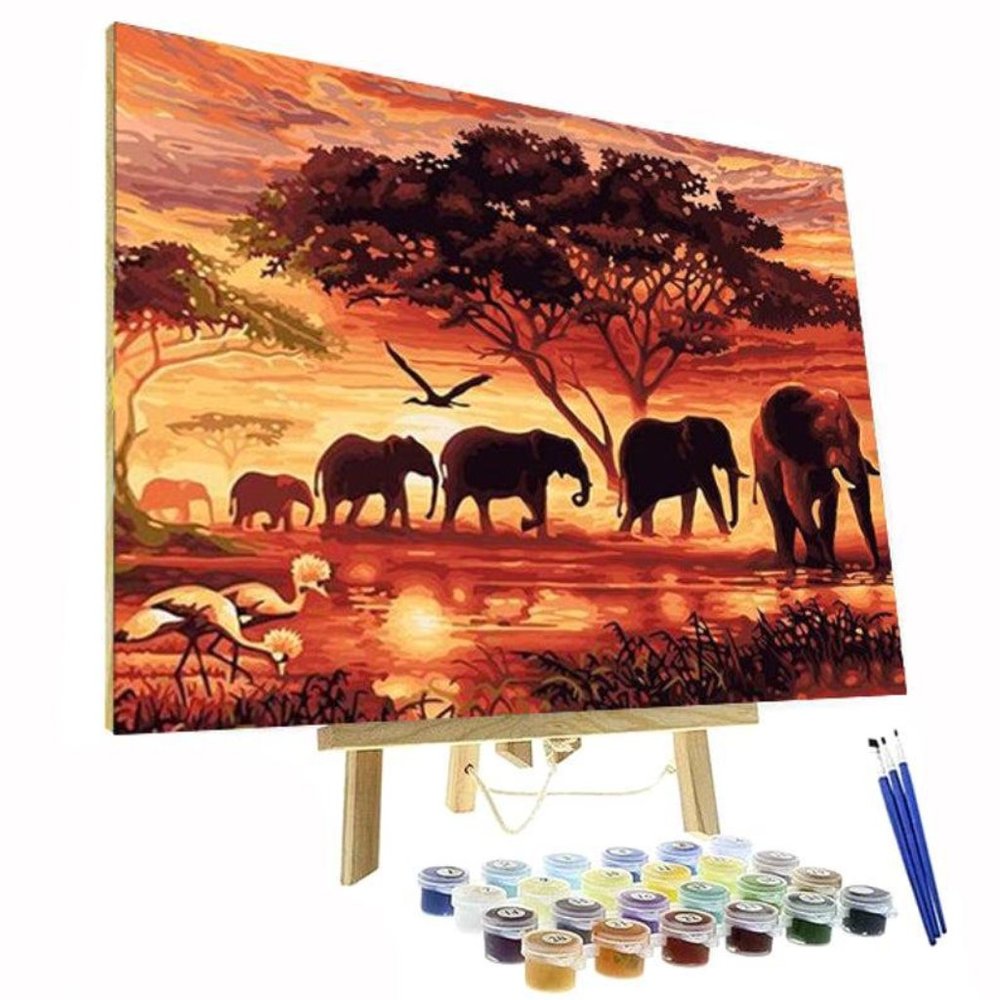 Paint By Numbers Kit Elephant Safari Trail Walk